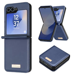 Coque pour Samsung Galaxy Z Flip 6 - AVIZAR - Dos Cuir Vegan Intérieur Rigide - Bleu Nuit