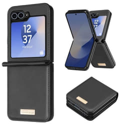 Coque - AVIZAR - Samsung Galaxy Z Flip 6 - Dos Cuir Vegan - Noir - Semi-rigide - Design fin et léger