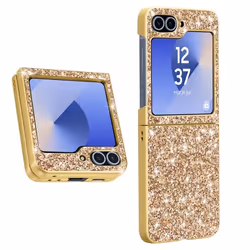 Coque Paillette pour Samsung Z Flip 6 - AVIZAR - Dos Rigide Contour Souple - Jaune - Brillant - Mixte