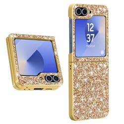 Coque Paillette pour Samsung Z Flip 6 - AVIZAR - Dos Rigide Contour Souple - Jaune - Brillant - Mixte