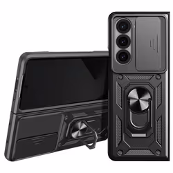 Coque pour Samsung Z Fold 6 Bague Support Cache caméra coulissant Noir