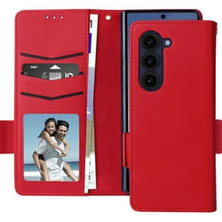 Étui pour Galaxy Z Fold 6 Portefeuille Languette Magnétique Dragonne Rouge