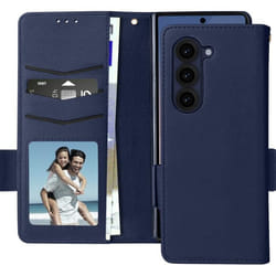 Étui pour Galaxy Z Fold 6 - AVIZAR - Portefeuille Languette Magnétique - Bleu Nuit - Semi-rigide - Mixte