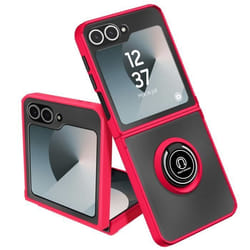 Coque pour Samsung Galaxy Z Flip 6 - AVIZAR - Rouge - Bague Métallique Support Vidéo