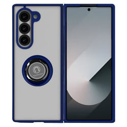 Coque rigide AVIZAR pour Samsung Galaxy Z Fold 6 - Bague Métallique Support Vidéo Bleu - Coque Antichoc