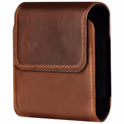 Étui Ceinture Universel pour Téléphone Pliable Cuir Fermeture Aimantée Marron
