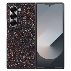Coque de protection AVIZAR pour Samsung Galaxy Z Fold 6 - Design Paillette Bi-matière Noir - Bords surélevés
