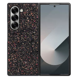 Coque de protection AVIZAR pour Samsung Galaxy Z Fold 6 - Design Paillette Bi-matière Noir - Bords surélevés
