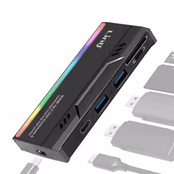 Hub USB - LinQ - Lecteur Disque Dur SSD - 2 Ports USB - Lecteur carte TF - Noir
