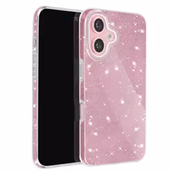 Coque de protection pour iPhone 16 - AVIZAR - Rose Pailleté - Triple couche de silicone et polycarbonate