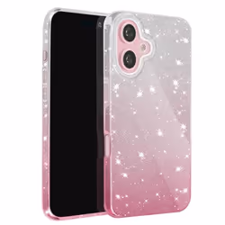 Coque Paillette pour iPhone 16 Hybride Design Glamour Blanc / Rose