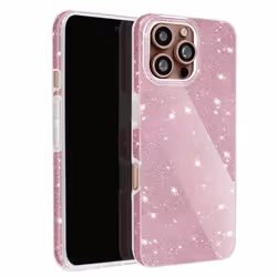 Coque Paillette pour iPhone 16 Pro Max en Silicone et Polycarbonate Rose Poudré