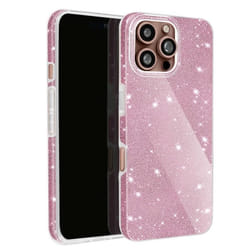 Coque Paillette pour iPhone 16 Pro Max en Silicone et Polycarbonate Rose Poudré