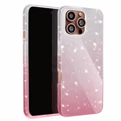 Coque Paillette pour iPhone 16 Pro - AVIZAR - Design Glamour Blanc/Rose - Rigide - Brillant - Paillettes