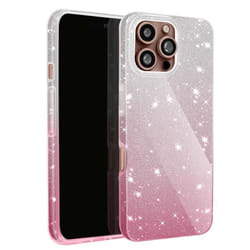 Coque Paillette pour iPhone 16 Pro - AVIZAR - Design Glamour Blanc/Rose - Rigide - Brillant - Paillettes