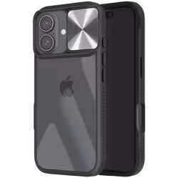 Coque pour iPhone 16 - AVIZAR - Bi-matière Cache Caméra Coulissant - Noir