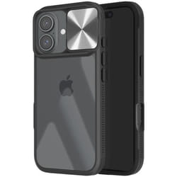 Coque pour iPhone 16 - AVIZAR - Bi-matière Cache Caméra Coulissant - Noir