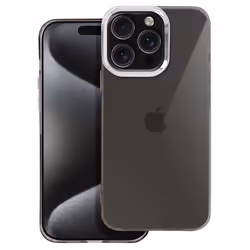 Coque pour iPhone 16 Pro Max - AVIZAR - Souple - Fumé - Contour Métallisé Noir