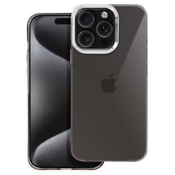Coque pour iPhone 16 Pro Max - AVIZAR - Souple - Fumé - Contour Métallisé Noir