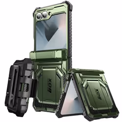 Coque Carbone pour Samsung Z Flip 6 - I-BLASON - Protection Intégrale - Antichoc - Vert Foncé