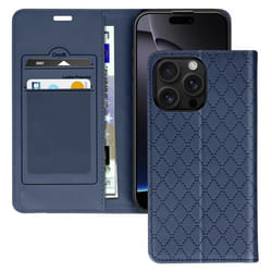 Étui Folio pour iPhone 16 Pro Max Losange Porte cartes Support Vidéo Bleu Nuit