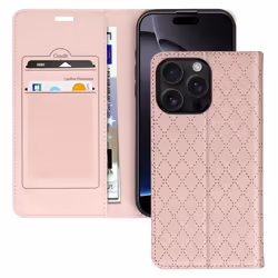 Étui Folio pour iPhone 16 Pro Max - AVIZAR - Losange Porte cartes Support Vidéo - Rose