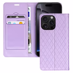 Étui Folio pour iPhone 16 Pro Losange Porte cartes Support Vidéo - AVIZAR - Violet - Semi-rigide - Lisse - Mixte