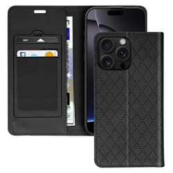Étui Folio pour iPhone 16 Pro - AVIZAR - Losange Porte cartes Support Vidéo - Noir