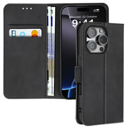 Étui pour iPhone 16 Pro Max - AVIZAR - Clapet Portefeuille - Noir - Support Vidéo