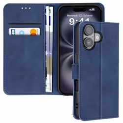 Étui pour iPhone 16 - AVIZAR - Clapet Portefeuille Support Vidéo - Bleu Nuit