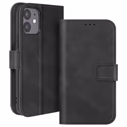 Étui pour iPhone 12 Portefeuille Clapet Support Vidéo Noir