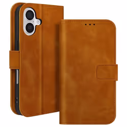 Étui pour iPhone 16 Plus Portefeuille Clapet Support Vidéo Marron