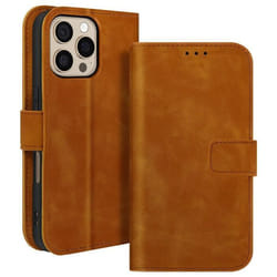 Étui pour iPhone 16 Pro - AVIZAR - Portefeuille Clapet Support Vidéo - Marron - Semi-rigide - Lisse