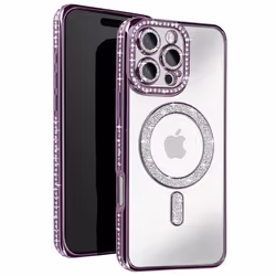 Coque - AVIZAR - iPhone 16 Pro - Protection MagSafe - Contour Strass - Violet