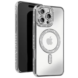 Coque - Diamant - iPhone 16 Pro Max - Strass Argent - Résistante - Compatible MagSafe