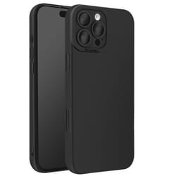 Coque pour iPhone 16 Pro Max - MARQUE - Silicone Souple - Design Fin - Léger - Noir