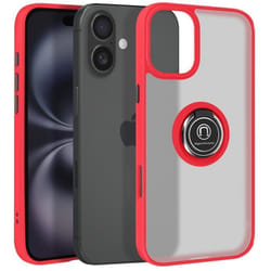 Coque pour iPhone 16 Plus Bague Métallique Support Vidéo Rouge