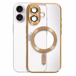 Coque MagSafe pour iPhone 16 Silicone Contour Chromé Dorée