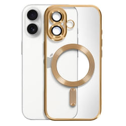 Coque MagSafe pour iPhone 16 Silicone Contour Chromé Dorée