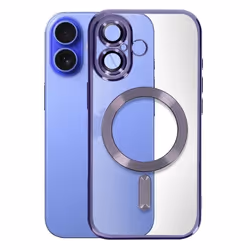 Coque MagSafe - AVIZAR - iPhone 16 Plus - Silicone - Contour Chromé Violet - Protection Intégrale Caméra