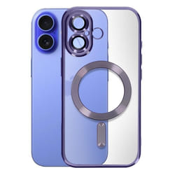 Coque MagSafe - AVIZAR - iPhone 16 Plus - Silicone - Contour Chromé Violet - Protection Intégrale Caméra