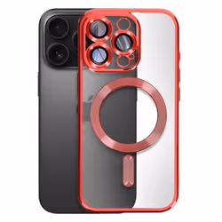 Coque MagSafe pour iPhone 16 Pro Silicone Contour Chromé Rouge