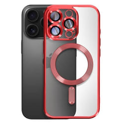 Coque MagSafe pour iPhone 16 Pro Silicone Contour Chromé Rouge