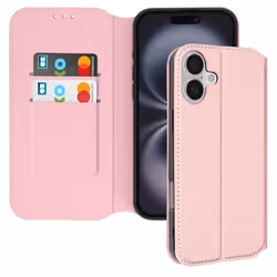 Étui pour iPhone 16 Clapet Porte-cartes et Support Vidéo Rose Champagne