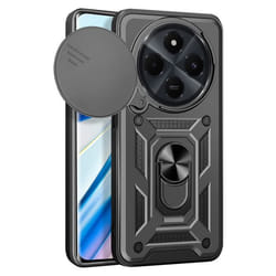 Coque pour Xiaomi Redmi 14C Bague Support Cache Caméra Coulissant Noir
