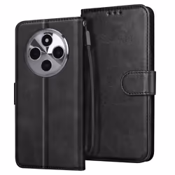 Étui pour smartphone - Xiaomi - Redmi 14C - Housse portefeuille - Support vidéo - Cuir vegan noir