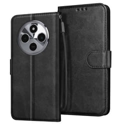 Étui pour smartphone - Xiaomi - Redmi 14C - Housse portefeuille - Support vidéo - Cuir vegan noir