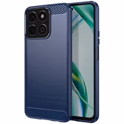 Coque - Honor - 200 Smart - Silicone - Design Carbone Brossé - Bleu Nuit