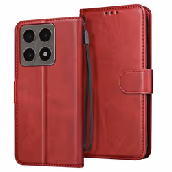 Étui pour Xiaomi 14T - AVIZAR - Clapet Portefeuille et Support Vidéo - Rouge - Semi-rigide - Mixte