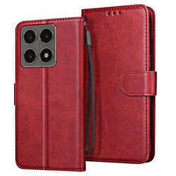 Étui pour Xiaomi 14T - AVIZAR - Clapet Portefeuille et Support Vidéo - Rouge - Semi-rigide - Mixte